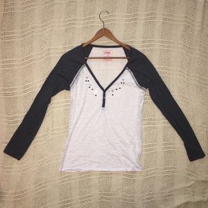 Jewel, Two-Tone Color Long Sleeve Shirt